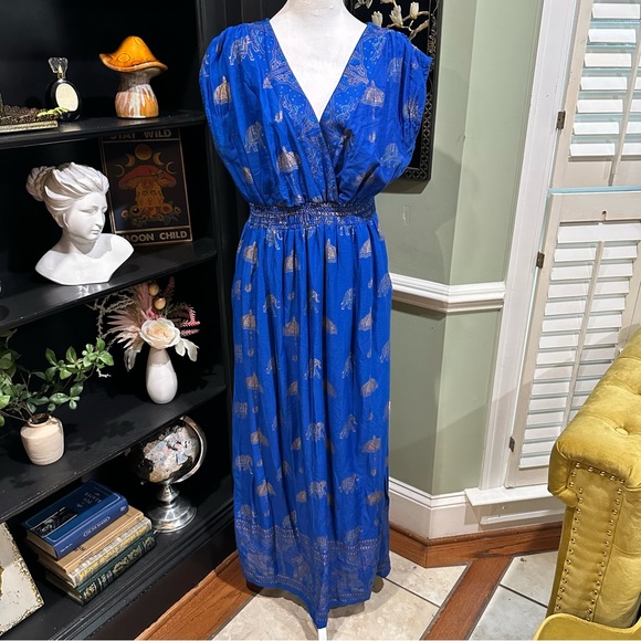 Lapogee Dresses & Skirts - Lapogee Royal Blue Elephant Print Maxi Dress – Size XL (Made in India)